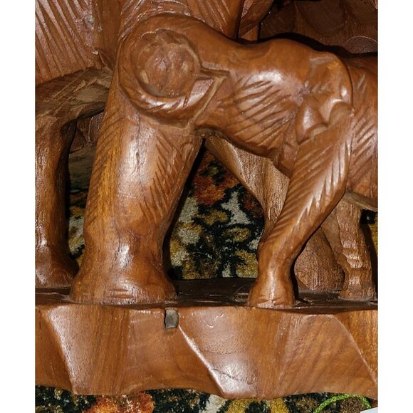 Vintage 1970s Hand Carved Elephant mother and calf - Picture 12 of 12